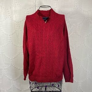 Karen Scott red knit mock neck sweater with pearl details size L